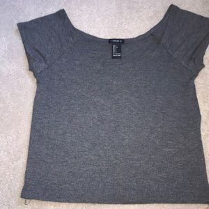 Forever 21 gray short sleeve cropped shirt